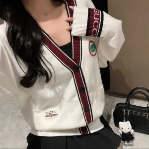 Designer Gucci Jacquard Long-Sleeved Cardigan