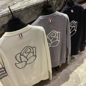 Luxury Aaa Thom Browne Jacquard Long-Sleeved Cardigan