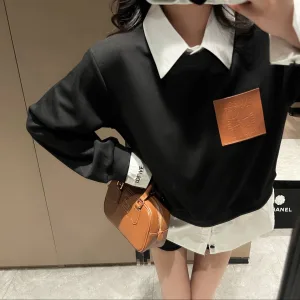 High Quality Luxury Loewe Leather Hoodie