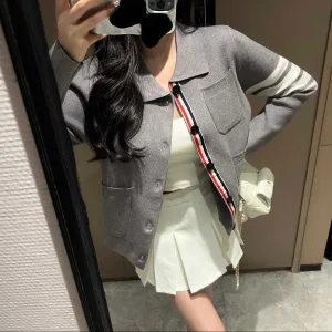 Aaa Luxury Thom Browne Jacquard Long-Sleeved Cardigan