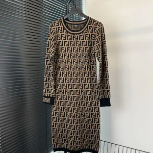 Aaa Fendi Jacquard Long-Sleeved Dress