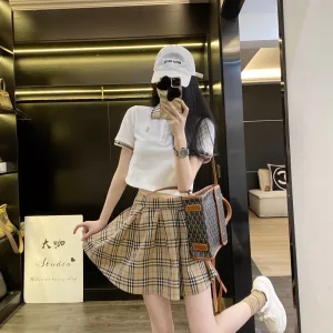 Aaa Designer Burberry Plaid Short-Sleeved Shirts
