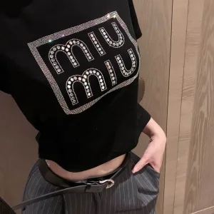Designer Miu Miu Stone Short-Sleeved T-Shirt