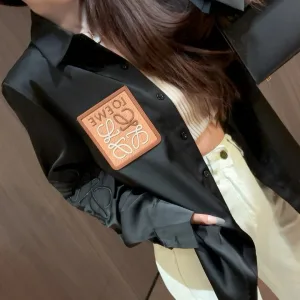 Designer Luxury Loewe Leather Long-Sleeved Shirt