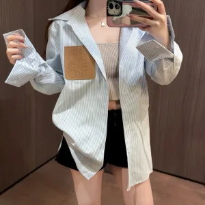 Luxury Aaa Loewe Leather Long-Sleeved Shirt