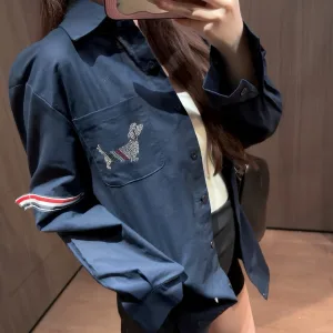 Luxury Thom Browne Stone Long-Sleeved Shirt
