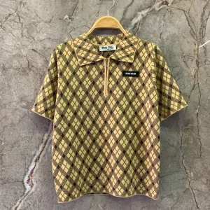 High Quality Aaa Miu Miu Diamond Short Sleeves