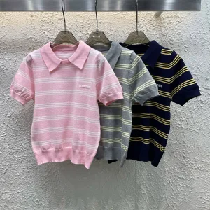 Designer Miu Miu Jacquard Short Sleeves