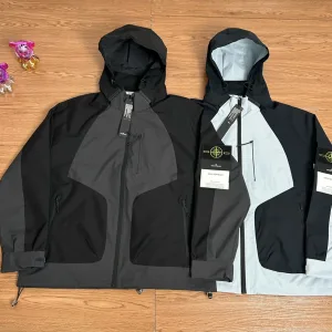 Designer Stone Island Jacket Red Exquisite Workmanship Street Style Color Blocking