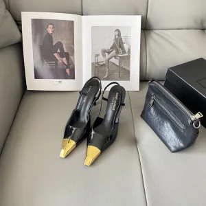 High Quality Reps Saint Laurent Sandals Ash Patent Leather Soft Spring