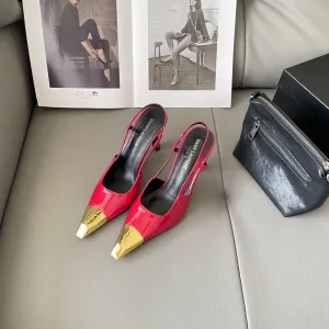 AAA Super Clone Saint Laurent Sandals Ash Patent Leather Soft Spring