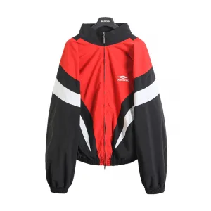 AAA Balenciaga Jacket Red Polyester Mesh Embroidery Zippered Pocket