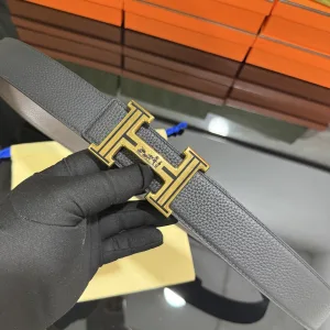 Reps Hermes Leather Belt Ash Genuine Cowhide