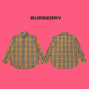 Luxury Burberry Long-Sleeved Shirts Ash Cotton Pure Gabardine Streetwear