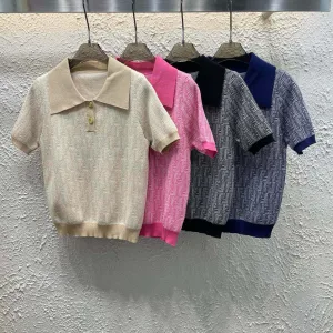 Designer Luxury Fendi Gold Short Sleeves