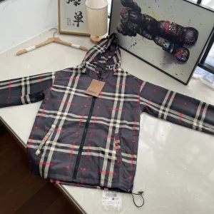 Reps Burberry Outerwear Red High-Quality Materials Autumn Winter And