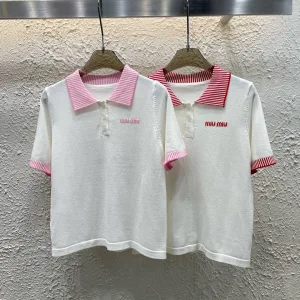 Luxury Miu Miu Jacquard Short Sleeves