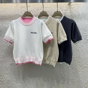 Luxury Designer Miu Miu Jacquard Short Sleeves