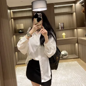 Designer Saint Laurent Stone Long-Sleeved Shirt