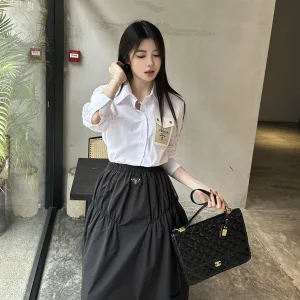 Luxury Prada Leather Long-Sleeved Shirt