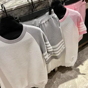 Designer Thom Browne Jacquard Short-Sleeved Shirts