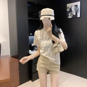 Luxury Dior Plaid Short Sleeves For Spring