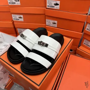 Luxury Hermes Slippers White
