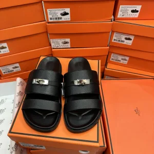 Luxury Hermes Slippers Black