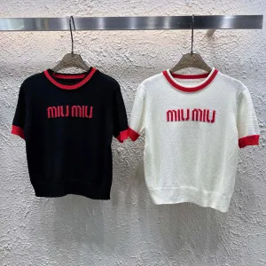 Aaa Luxury Miu Miu Jacquard Short Sleeves