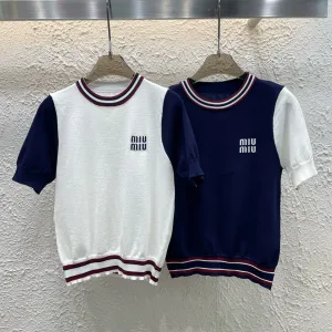 High Quality Miu Miu Jacquard Short Sleeves
