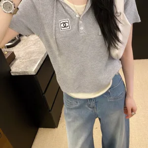 High Quality Luxury Chanel Leather Short Sleeves