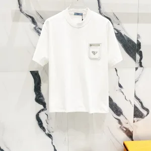 Luxury High Quality Prada Leather Short-Sleeved T-Shirt