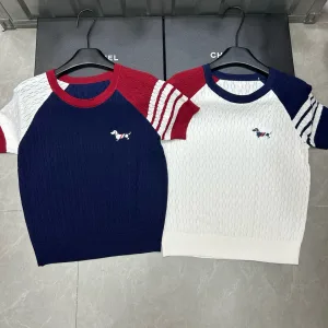 Designer Luxury Thom Browne Jacquard Short Sleeves