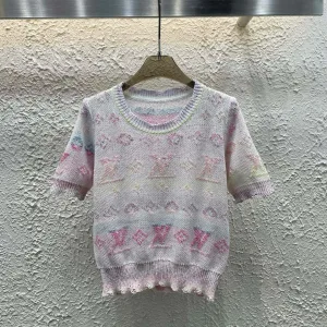 Designer Louis Vuitton Jacquard Short Sleeves