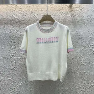 High Quality Miu Miu Jacquard Short Sleeves