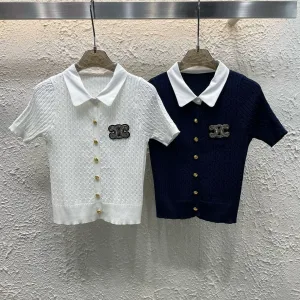 High Quality Celine Gold Short Sleeves