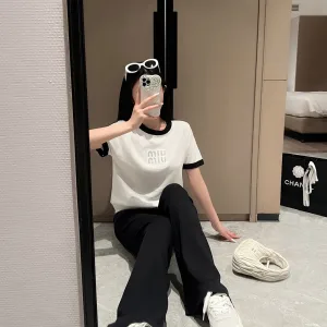 High Quality Luxury Miu Miu Silk Short-Sleeved Shirt