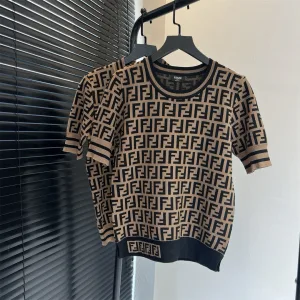 High Quality Luxury Fendi Jacquard Short Sleeves