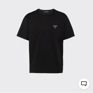 Designer Prada Short-Sleeved T-Shirt Black Cotton Spring Summer