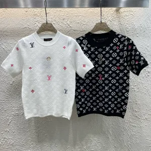 1:1 Designer Louis Vuitton Jacquard Short Sleeves
