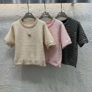 High Quality Luxury Chanel Gold Short-Sleeved Shirt