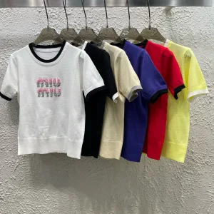Aaa Luxury Miu Miu Stone Short-Sleeved Shirt