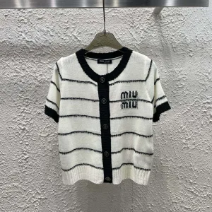 High Quality Miu Miu Jacquard Short-Sleeved Shirts