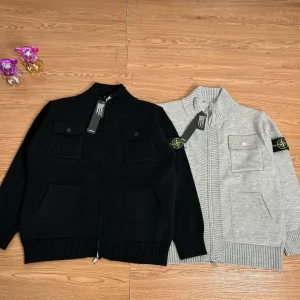High Quality Luxury Stone Island Coat Ash Wool Exquisite Workmanship Street Style Embroidery