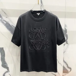 Luxury Designer Loewe Short Sleeves Ash Cotton Pure Silk Silky Smooth Spring Summer Embroidery