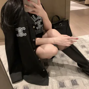 Luxury Celine Denim Short-Sleeved Shirts