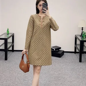 High Quality Gucci Jacquard Long-Sleeved Dress