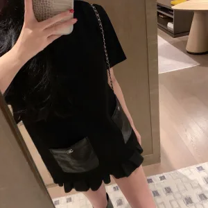 High Quality Luxury Chanel Leather Short-Sleeved T-Shirt