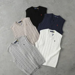 AAA Ralph Lauren Sweater Black Cotton Cable Knit Easy To Match