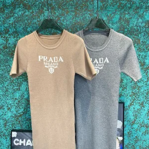Luxury High Quality Prada Jacquard Short Sleeves